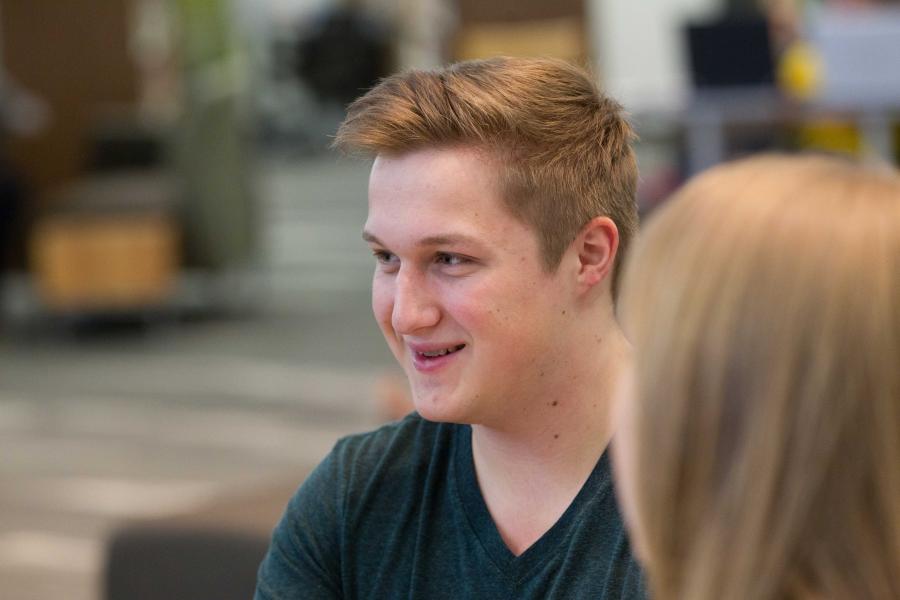 students talking in a a group